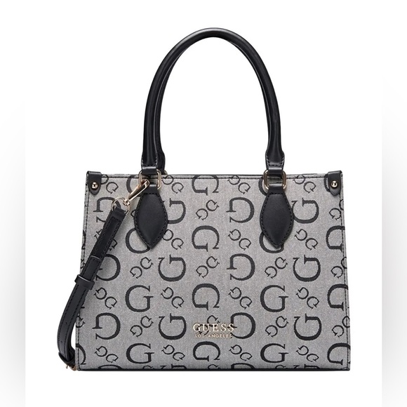 GUESS Oak Park Small Carryall Bag GUESS Monogram Gray & Black Satchel/wallet NWT - Picture 1 of 13